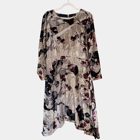 Soft Surroundings Dresses & Skirts - Whimsigoth Velvet Burnout Floral Midi Dress L Soft Surroundings Annika Sharkbite